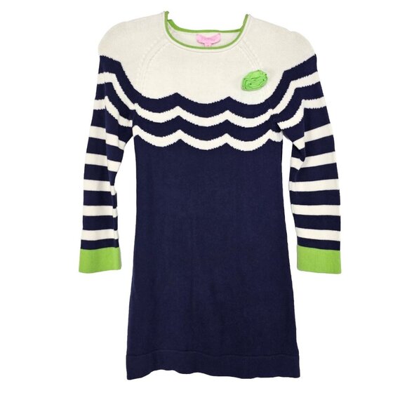 Lilly Pulitzer Other - Lilly Pulitzer Girls Sweater Dress Youth 10 Navy Ivory Green Wedding Guest Party